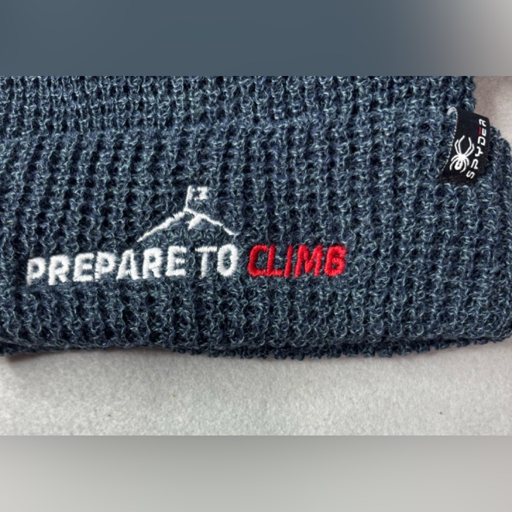 Spyder OS Ribbed Heather Knit Beanie with 'Prepare to Climb' Embroidery - Picture 2 of 7